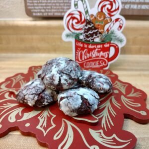 The top seller for 2025: Limited edition Dark Chocolate Peppermint Crinkle Cookies.