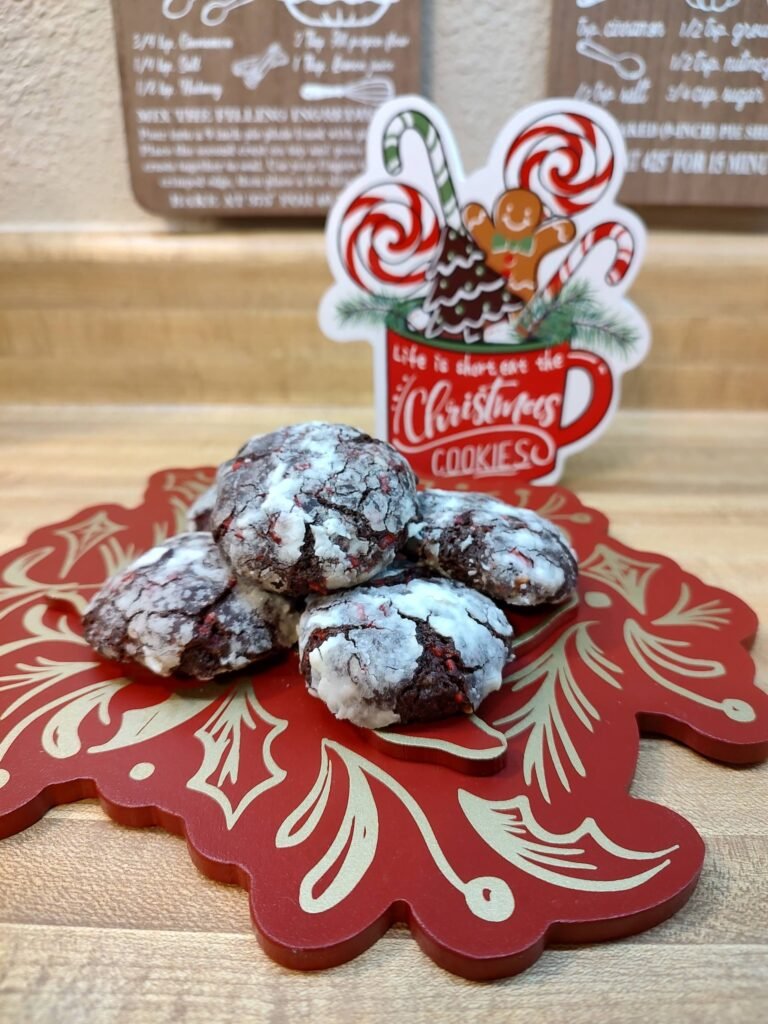 The top seller for 2025: Limited edition Dark Chocolate Peppermint Crinkle Cookies.