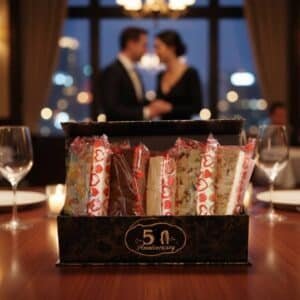 Our custom anniversary baskets can be small and intimate or large and extravagent!