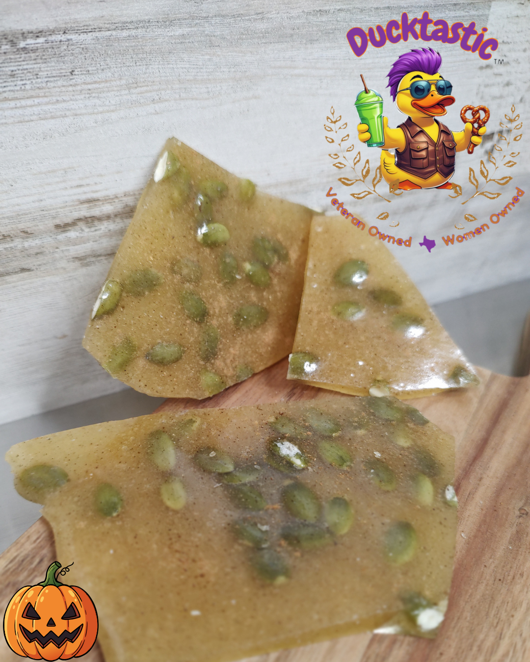 Pumpkin Pie has a whole new crunch with the all new Ducktastic Pumpkin Pie Brittle