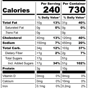 Sugar Cookie Nutrition Label